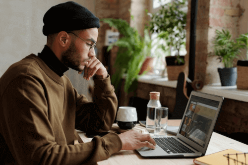 Remote worker surfing the net