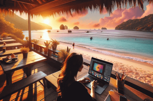 Digital Nomad Business Ideas - Woman working remotely