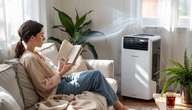 Quietest Portable Air Conditioners - Woman relaxing at home