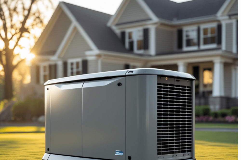 The Quietest Whole House Generators for 2025 3 a quiet whole house generator in front of a house